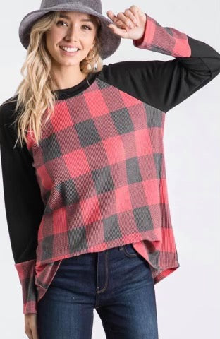 Buffalo Plaid Waffle Knit