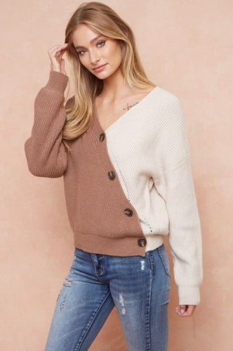Asymmetrical Button Sweater