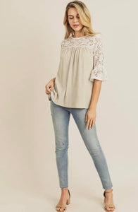 Lace and Button Detail Top